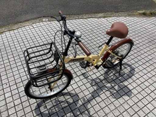【折りたたみ自転車】美品❗️20インチ 6段変速、前カゴ付❗️前後タイヤ新品❗️若林自転車　膳所店　SALE中❗️