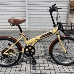 【折りたたみ自転車】美品❗️20インチ 6段変速、前カゴ付❗️前後タイヤ新品❗️若林自転車　膳所店　SALE中❗️