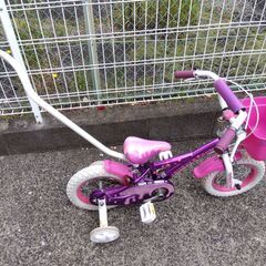 12インチ 子供用自転車 バブルガム（ピンク）手押し棒付きの画像