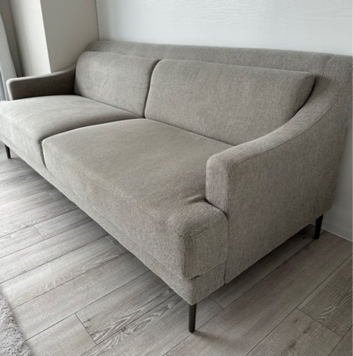 ファブリックソファ　3人がけ　グレー