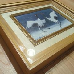 向い鶴  油彩の画像