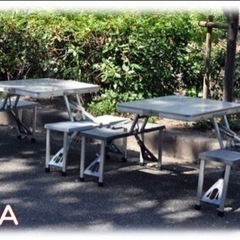 (交渉中)アルミ製 ピクニックテーブル 』 折り畳み式 4座付き テーブル の画像