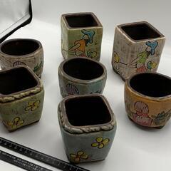 花瓶　7個セット　多肉ポット　底穴有　高さ7.5CM　口径7.5CMの画像