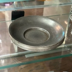 錫製　茶托　4枚　在名　古道具　煎茶道具　茶道具