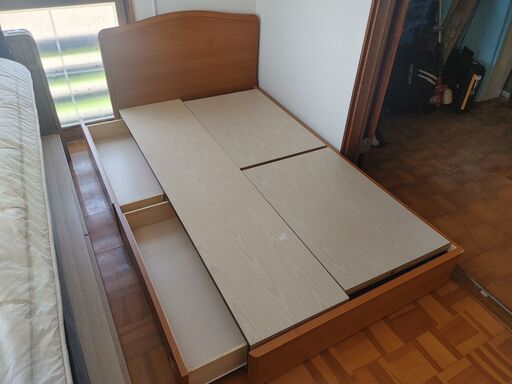 倶知安 - 引き出し付きシングルベッドフレーム ライトブラウンカラー