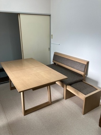 【中古】シギヤマ家具工業　伸長式ダイニングテーブル&ベンチ