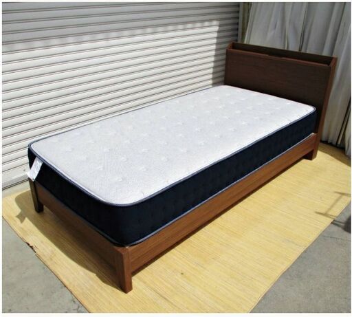 シングルベッド　(　マットレス　付き　)　T1-CR　BV　きれい　一口コンセント付き　木目調　シンプル　一人暮らし　NITORI