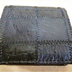 オーストリッチ　コインケース　小銭入れ　OP.026　ブラック　ショートウォレット　コンパクトウォレットの画像