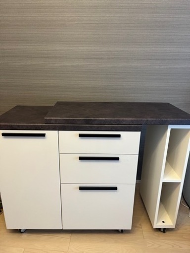 【美品】パモウナ　カウンター（エクステンションテーブル付き）