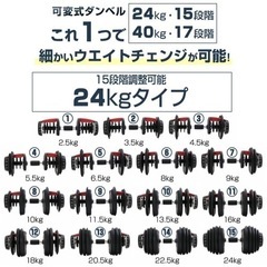 可変式ダンベル 24kg 2個セットの画像