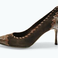 新品セルジオロッシ ブラウン　コンビパンプス 22.5センチの画像