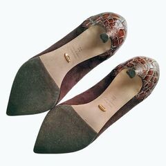 新品セルジオロッシ ブラウン　コンビパンプス 22.5センチの画像