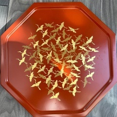 未使用！京都　象彦の菓子盆（八角形　鶴）