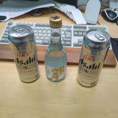 アサヒスーパードライ500ml×２本と純米酒300ml