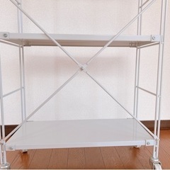 ★美品！無印良品 スチールユニットシェルフ ワイド 中 オプションパーツ込みの画像