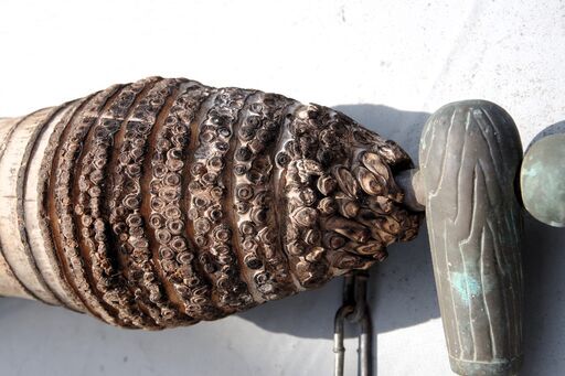 自在鉤 竹根 銅製 古民具 アンティーク