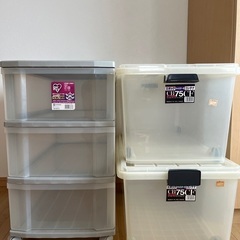 3セット　キャスター付チェスト　コンテナ　収納ケース　クローゼット収納　衣装ケースの画像