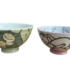お茶碗 2set カエル うさぎ兎 