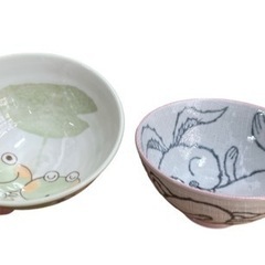 お茶碗 2set カエル うさぎ兎 の画像
