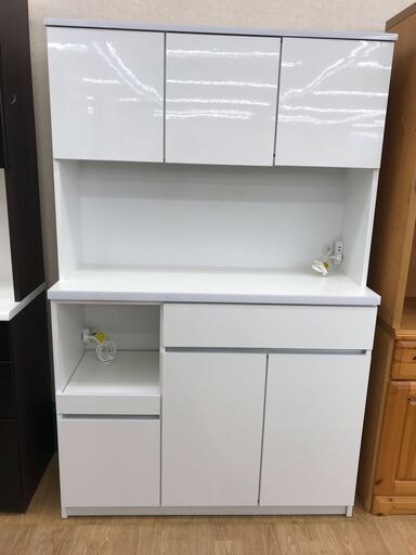 ★ジモティ割あり★  食器棚 ホワイト H181×W116×D45 クリーニング済み KJ5303