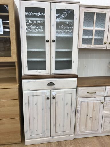 ★ジモティ割あり★  食器棚 ライトブラウン H184×W70×D44 クリーニング済み KJ5305