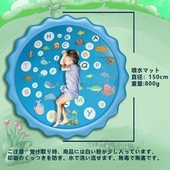 噴水マット プレイマット 直径150CM 噴水池 水遊び ウォーター アウトドア 夏の日 芝生遊び 庭 家庭用 親子芝生遊び プールマット 誕生日プレゼント 夏対策の画像