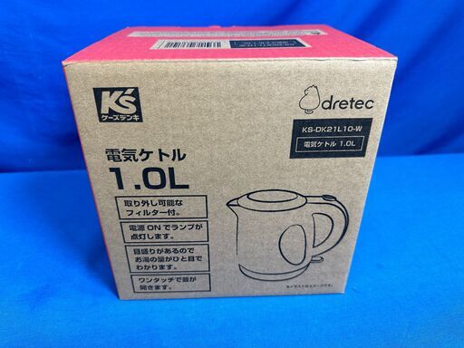 【動作保証あり】未使用 dretec 2022年 KS-DK21L10 1.0L 電気ケトル【管理KRK977】