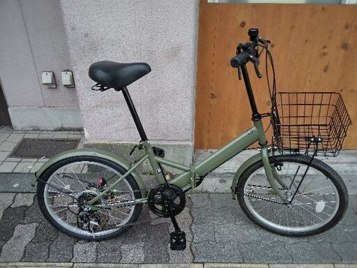 20吋 折り畳み自転車 外装6段/カーキ