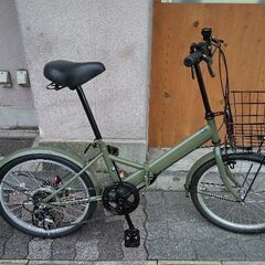 20吋 折り畳み自転車 外装6段/カーキ