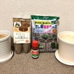 メネデール、さし芽種まきの土、エコポット、植木鉢2種の画像