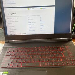 MSI GF63 ゲーミングノートパソコンの画像