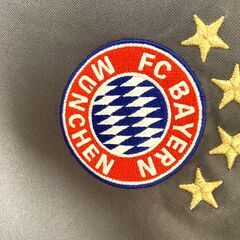 Adidas　アディダス　グレ－　ＦＣバイエルン刺繍ロゴ　Ｔシャツ　Ｖネック　背中に通気孔　メンズ　Ｌサイズ　両胸にロゴ　脇に黒3本線の画像