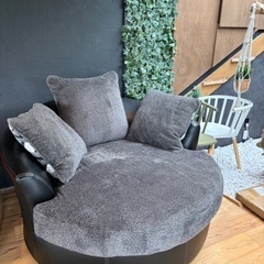 【美品】アメリカ家具　丸形回転ソファ