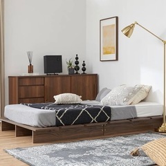 LOWYA ロウヤ　[幅140][セミダブル] べッドフレーム ロータイプ 木製 モダン：ウォルナットの画像