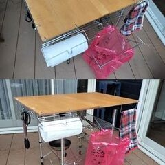 キャンプやバーベキュー用のキッチンテーブル　キャプテンスタッグ製
