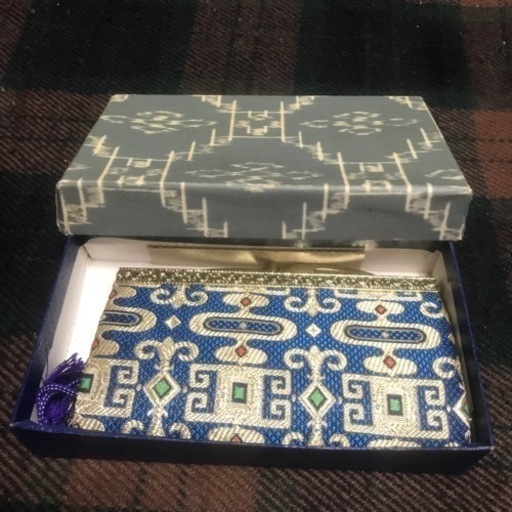 『箱付き』アイヌ柄財布 刺繍財布 がま口財布 民族工芸品 状態良好 中古品 現状品渡し
