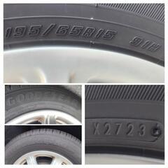 15㌅アルミホイール(BRIDGESTONE SICUREZZA design T7)と15㌅タイヤ(GOODYEAR Efficient Grip ECO)の4本セット  バリ山 / バリ溝  の画像