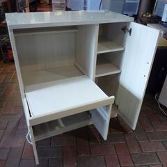 NITORI レンジ台 ブリエ 幅80cm ホワイト/アイボリー系 鏡面仕上げ