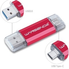 【新品】Type-C USBメモリスマートフォンとパソコンで使えるType-C USB + USB 3.0両用メモリ (256GB, レッド)の画像