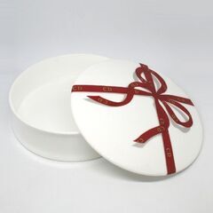 希少 Christian Dior ART DE LA TABLE 蓋つき容器 円形 リボン柄 直径12.5cm ディオール 札幌市 清田区 平岡の画像