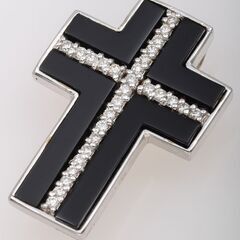 K18WG オニキス・ダイヤモンド ペンダント (クロスモチーフ) 品番o23-4