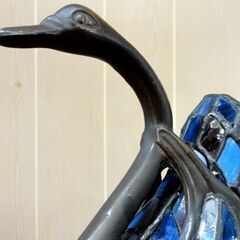 白鳥デザイン ステンドグラス 照明 テーブルランプ ライト ブルー/青 ヴィンテージ アンティーク 家電 札幌市 中央区 南12条の画像
