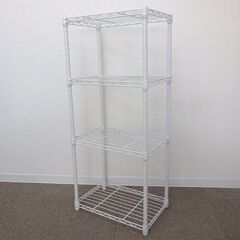 ★ 新札幌 ホワイト系 スチールラック ワイヤーラック メタルラック 収納 棚 4段 / No.2589 ★の画像