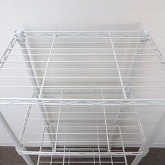 ★ 新札幌 ホワイト系 スチールラック ワイヤーラック メタルラック 収納 棚 4段 / No.2589 ★の画像