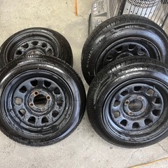 4穴100 7J +13 スチール★4本セット★155/65R13  タイヤ付き★デイトナ風の画像