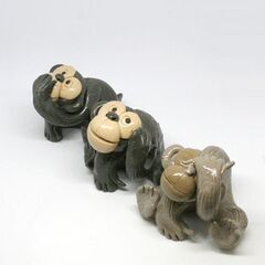 陶器 見ざる聞かざる言わざる 三猿 置物 インテリア 札幌市 清田区 平岡の画像