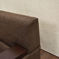 ≪yt1380ジ≫ アウトレット家具 1人掛け応接ソファ 試作サンプル 布張り ダークブラウン 1P/オフィス/リビング/書斎 60415-09の画像