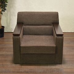 ≪yt1380ジ≫ アウトレット家具 1人掛け応接ソファ 試作サンプル 布張り ダークブラウン 1P/オフィス/リビング/書斎 60415-09の画像