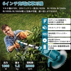 【新品未使用】電動 草刈り機 充電式 草刈機 低騒音 20000rpm 軽量 コードレスの画像
