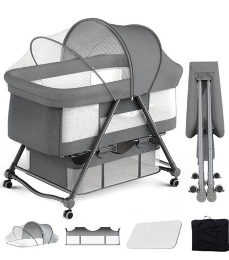 ☆美品☆ベビーベッド 折り畳み 子供用品 ベビー用品